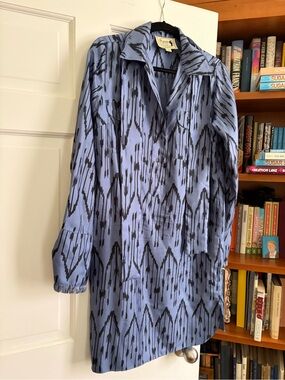 Irving and Fine silk Ikat dress with tie
